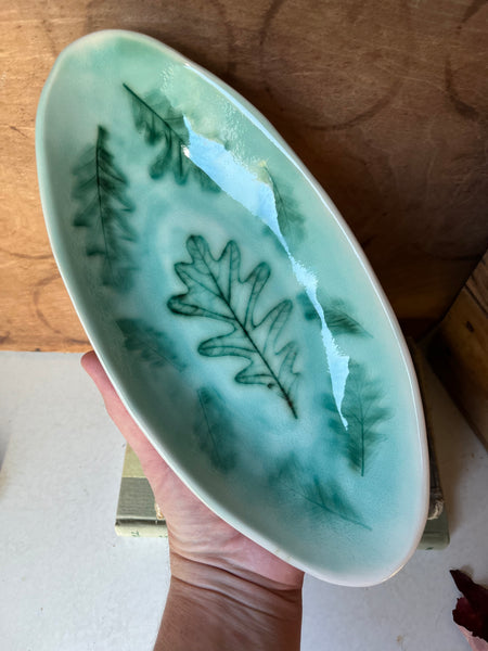 Oval Dish with Bur Oak Leaf impression (BR90)