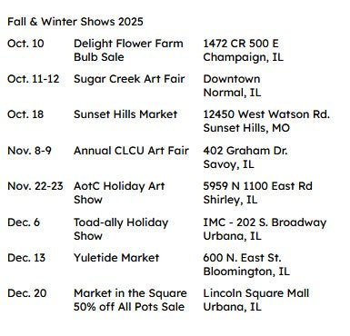 Art Show Schedule Fall & Winter 2025